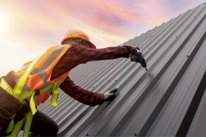 Person working on a roofing installation