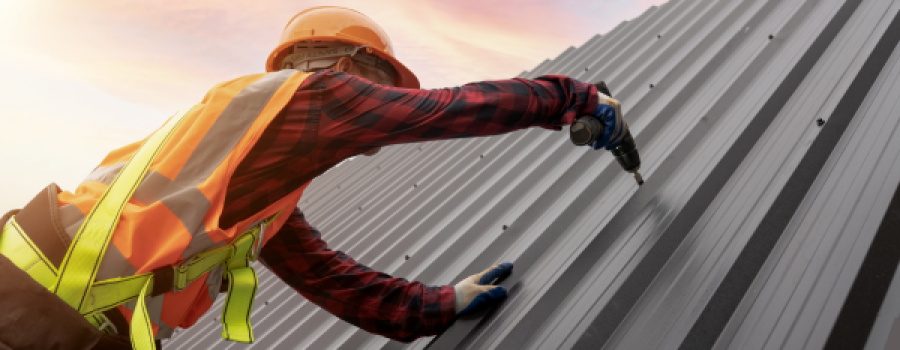 Person working on a roofing installation