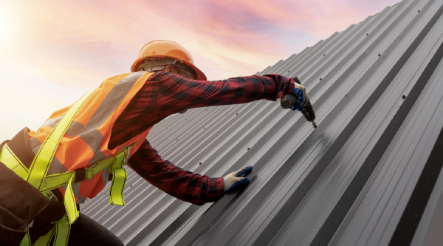 Person working on a roofing installation